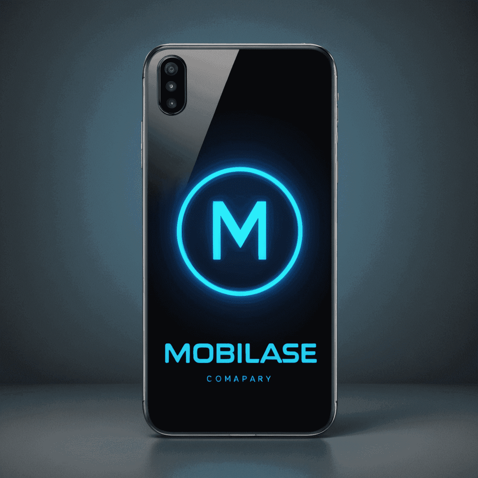شعار mobilkase_com - شركة اتصالات محمولة بتصميم نيون أزرق
